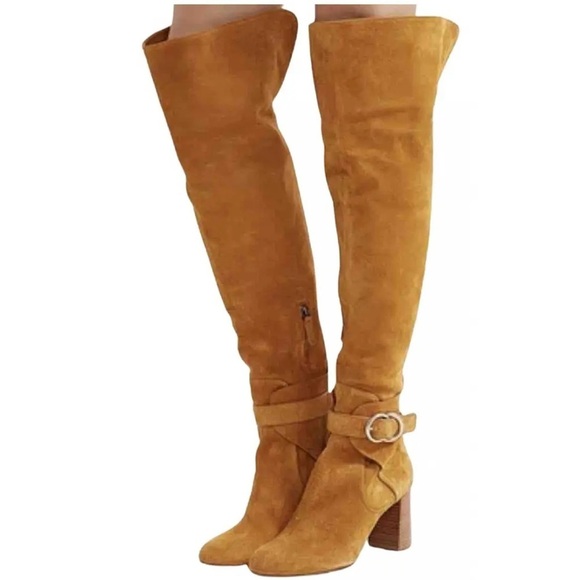 Chloe - OTK Wet Sand Suede Boots Size 39 or 9 - Picture 2 of 9